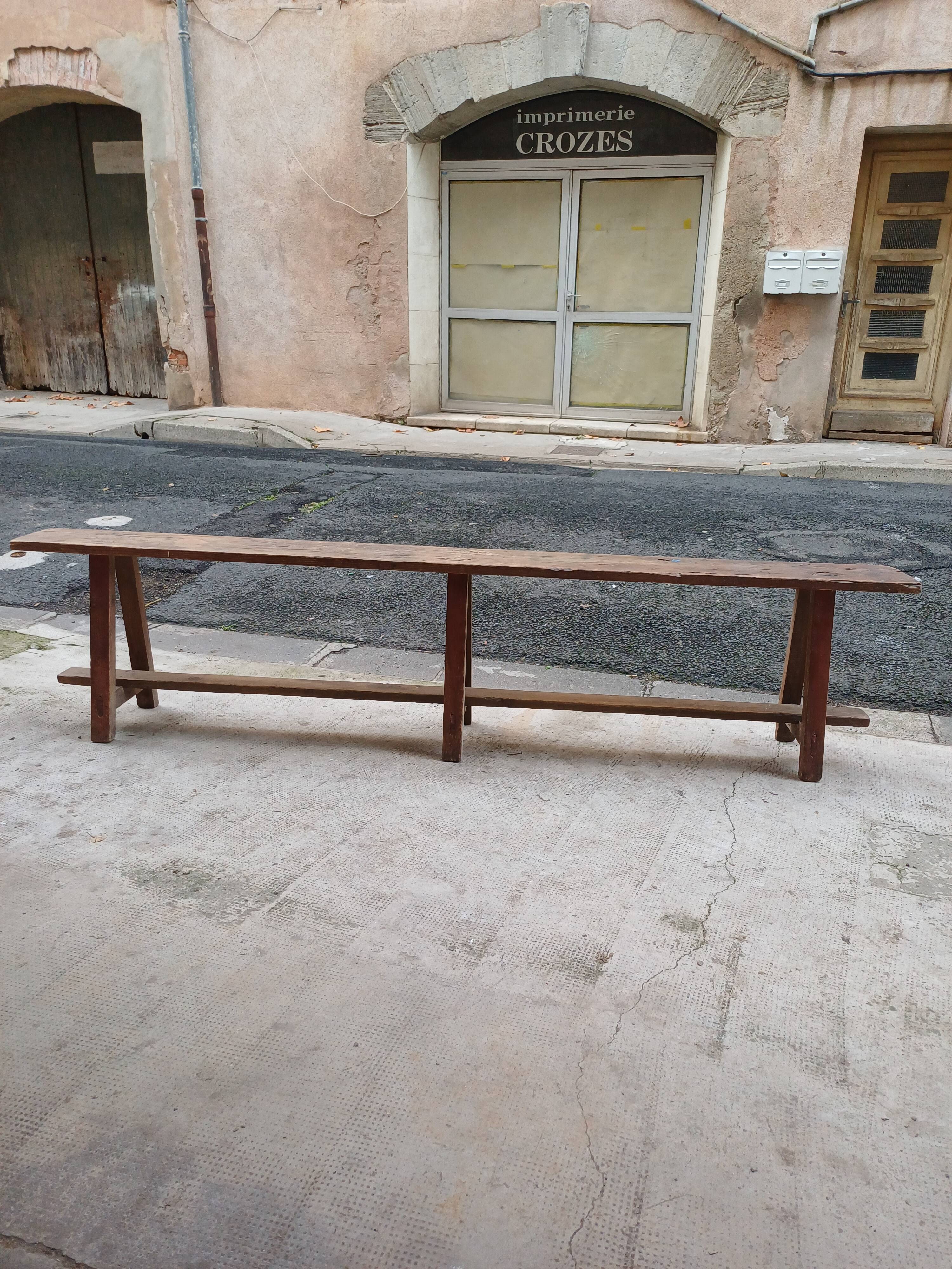 Antique wooden bench from a Catholic school, circa 1900. Beautifully crafted.