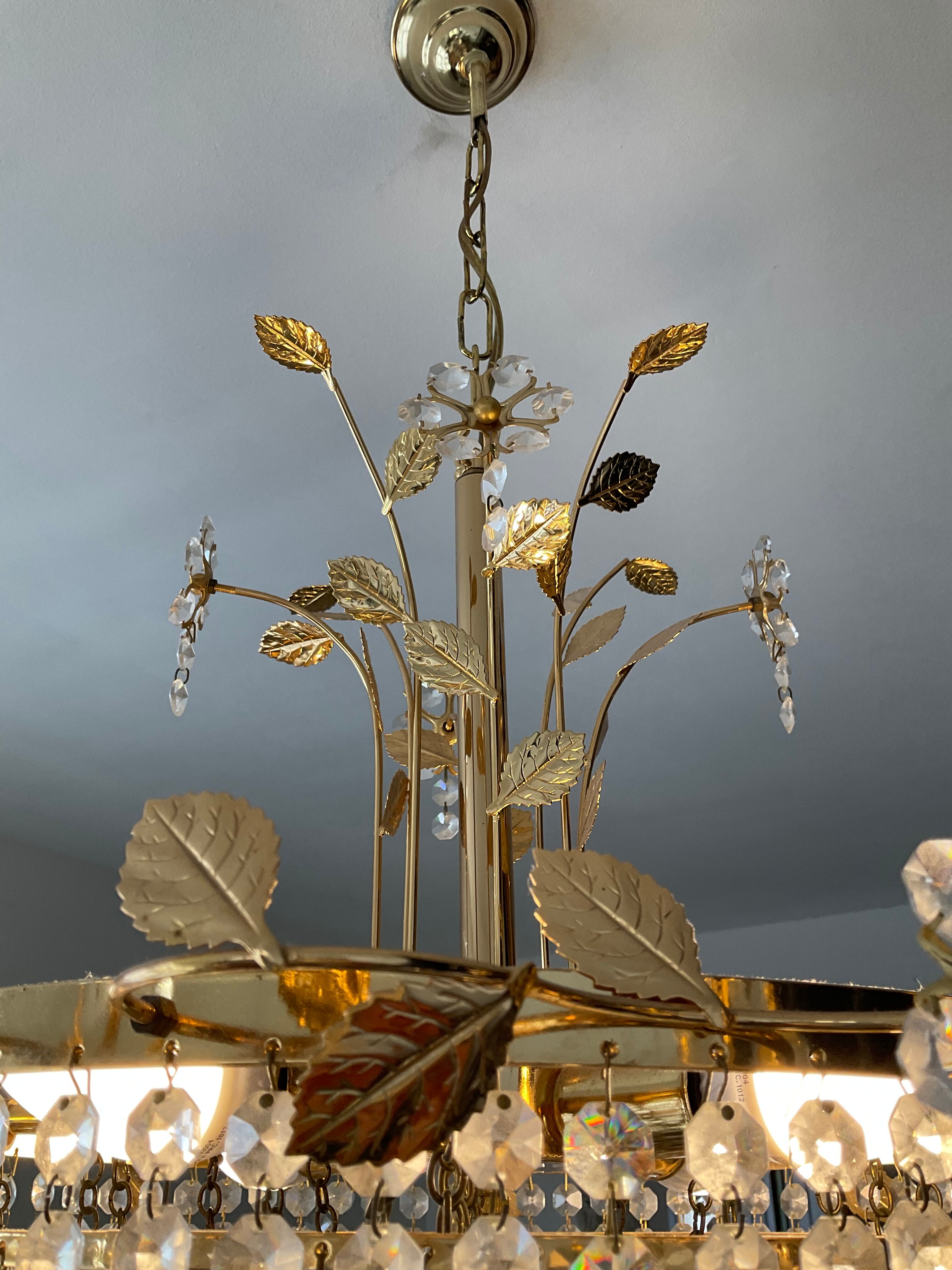 Crystal grapevine waterfall chandelier from the 70s