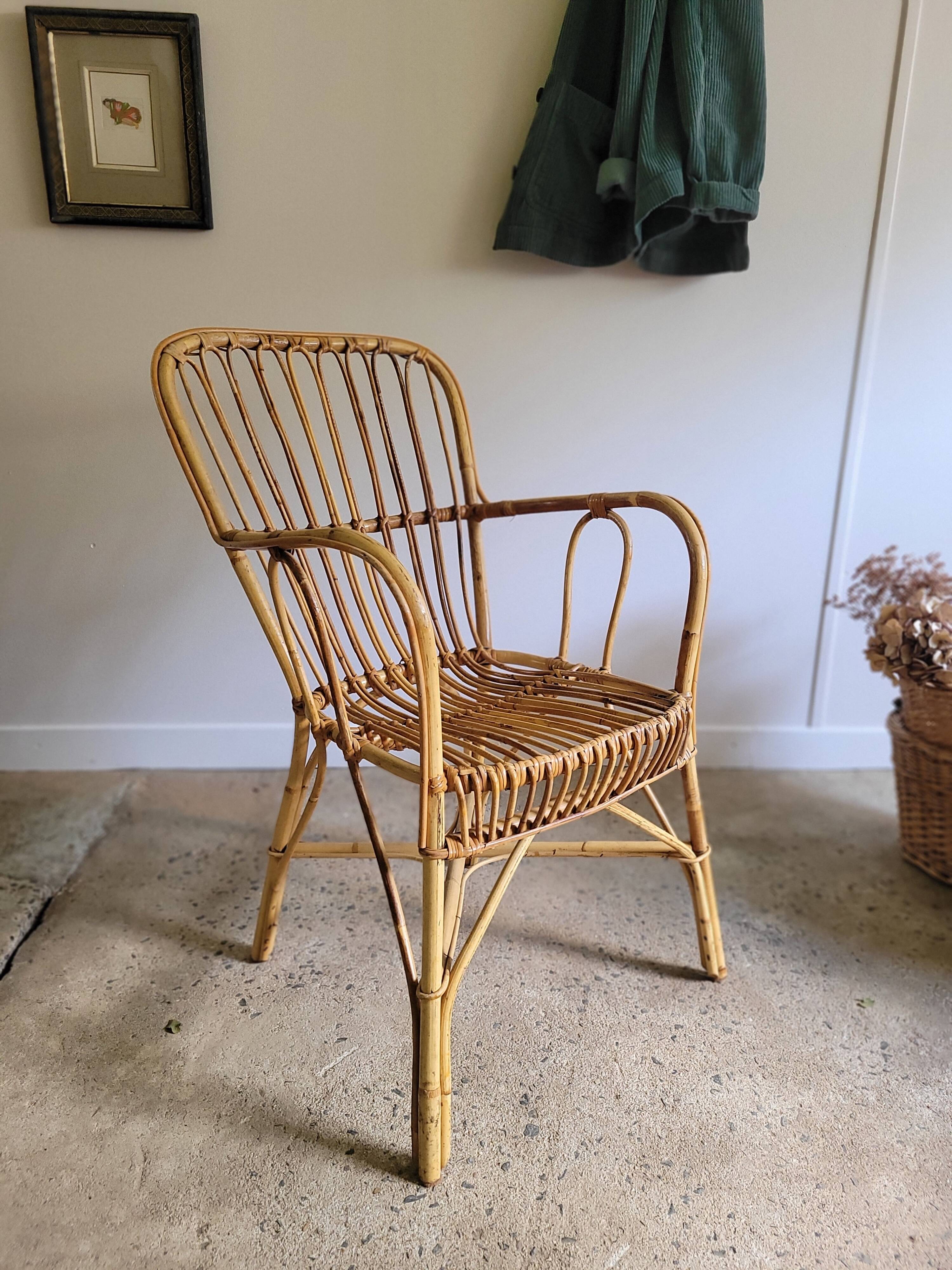 Vintage rattan armchair