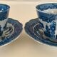 Two Blue Willow porcelain tea cups
