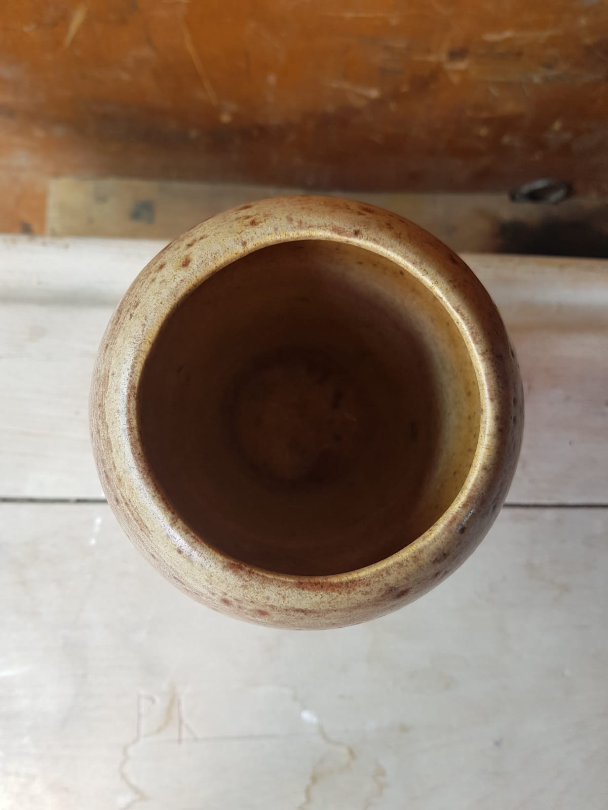 Former ceramic vase marron beige vintage 70s