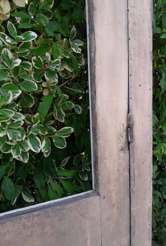 Old glazed door 211.5x105.5cm and its entrance door frame.