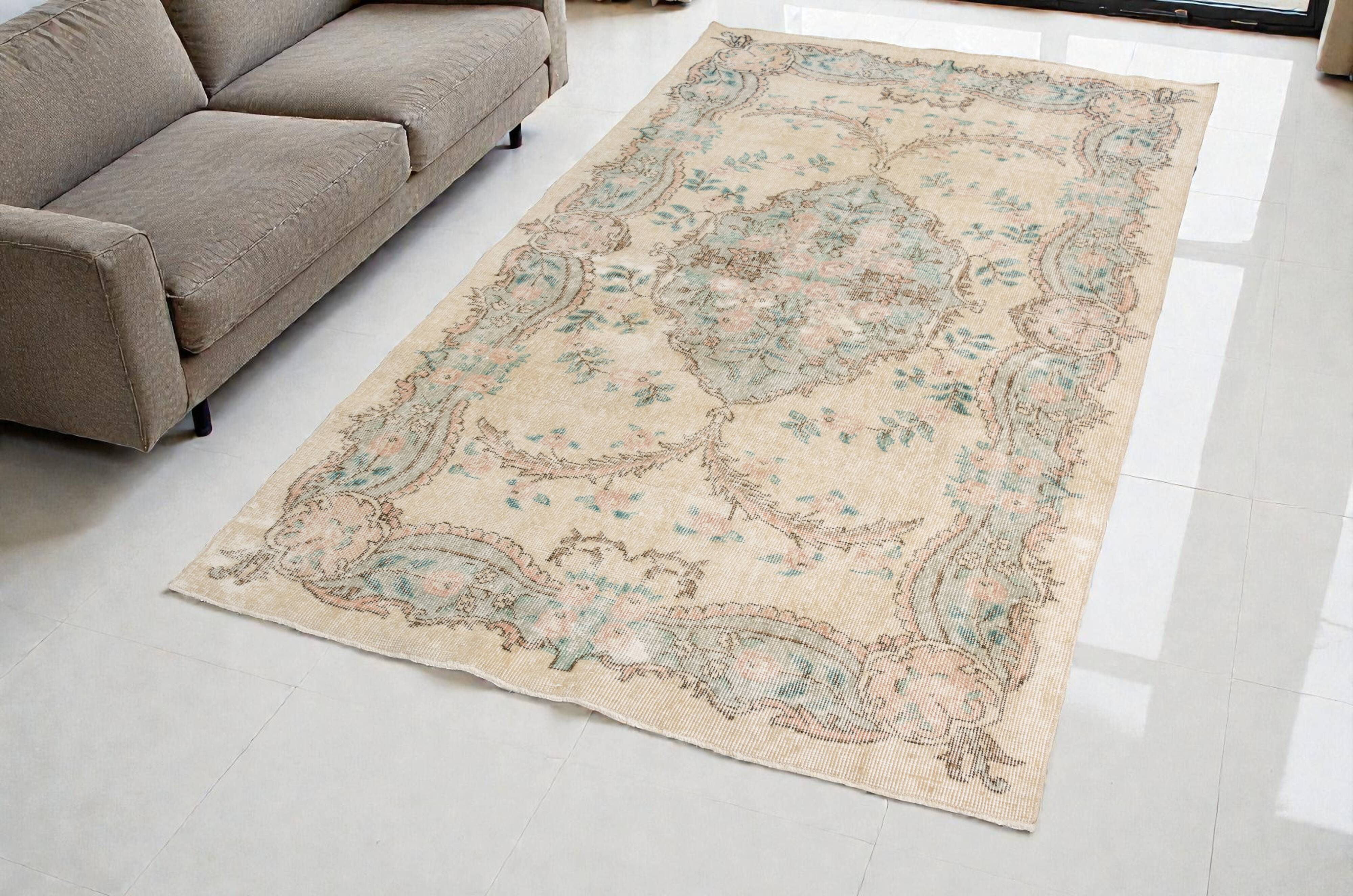 Geometric Oushak Floral Carpet