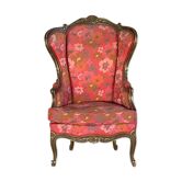 Fauteuil bergère à oreilles de style louis xv