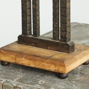 Art Deco pair of candle holders in wrought iron and stone