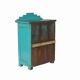 Indian showcase or bedside glass old teak blue patina
