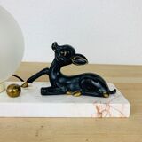 Lampe art déco faon laiton et marbre