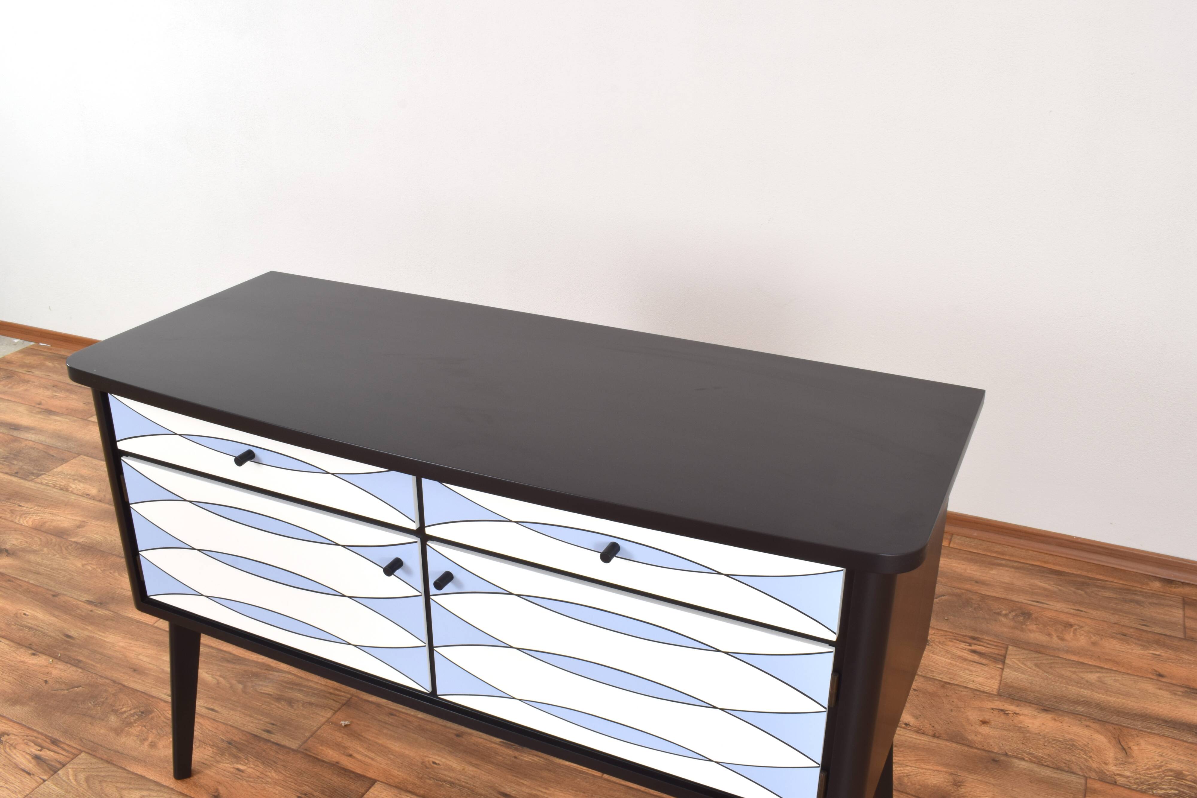 Mid-Century Op-Art. Hand-Painted German Sideboard, 1960s.