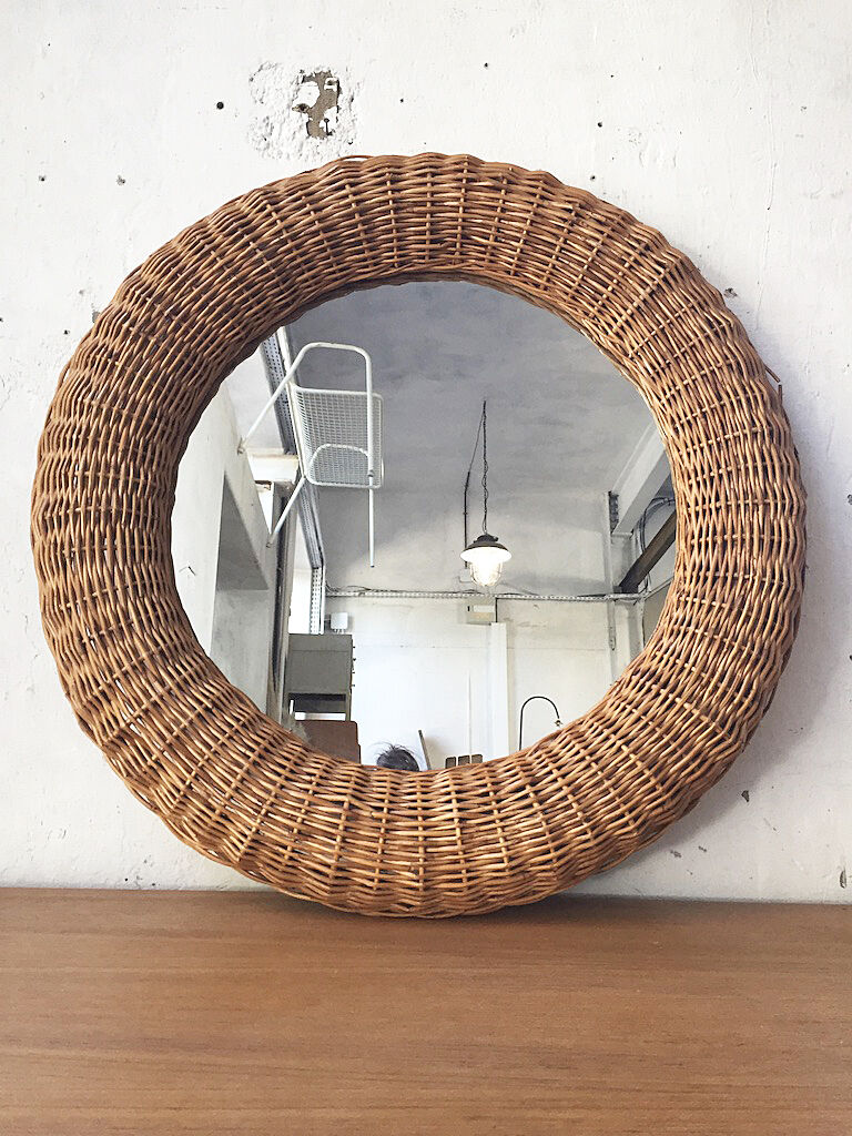 Mirror round Wicker 59 cm
