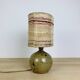 Pyrite stoneware ball lamp with vintage wool lampshade