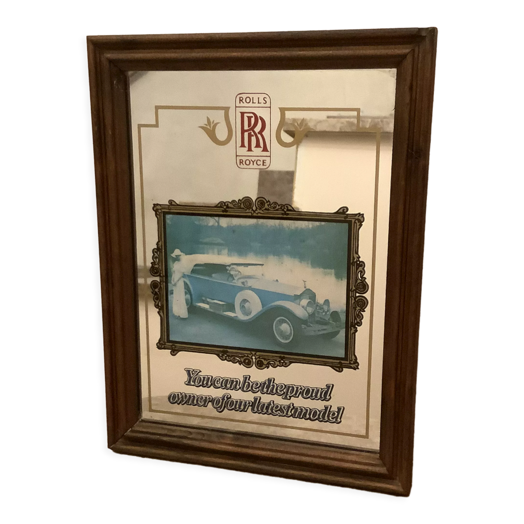 Mirror illustration of old Rolls Royce car