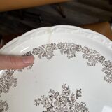 12 Assiettes Digoin à fleurs marron