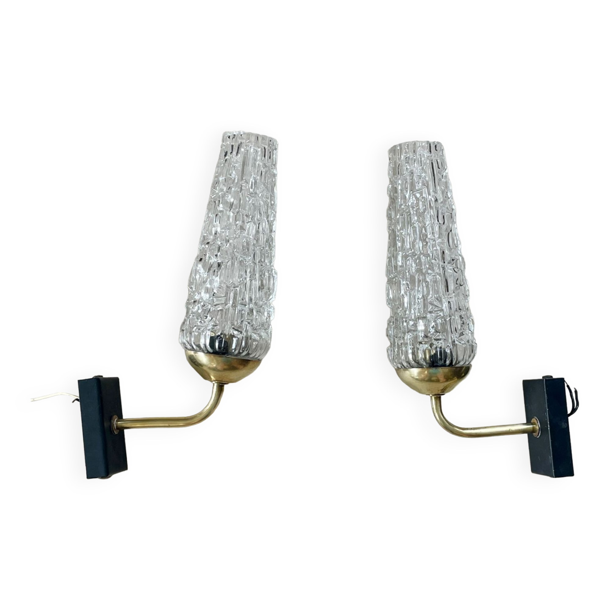 Lot de 2 appliques murales vintage en laiton, bougeoirs