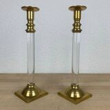 Pair of plexiglass and brass candlesticks by Estrid Ericson, vintage