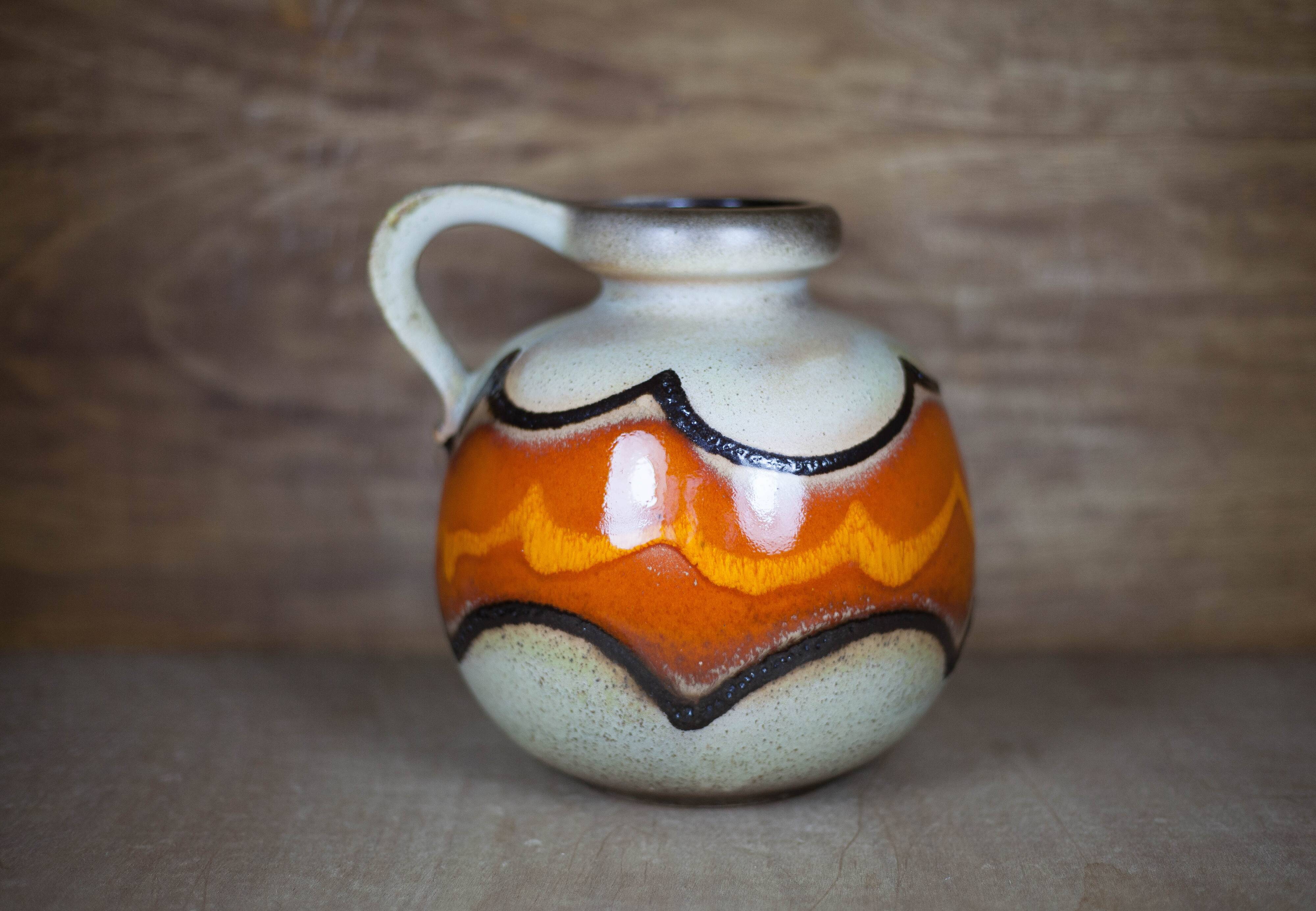 West Germany ceramic ball vase 484-21, vase with handle, collection, interior decoration