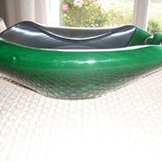 Coupe à fruits verte foncée et noire des années 1960