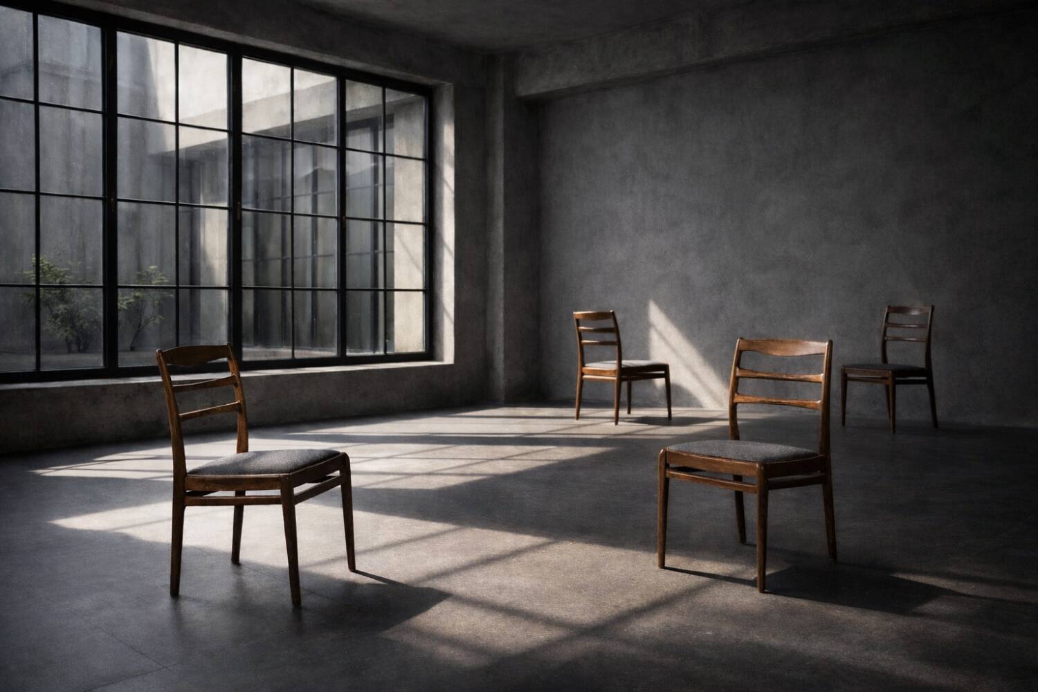 Vintage Mid-Century Danish Modern Elegant Teak & Grey Fabric Chairs, 1960s