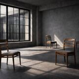 Vintage Mid-Century Danish Modern Elegant Teak & Grey Fabric Chairs, 1960s