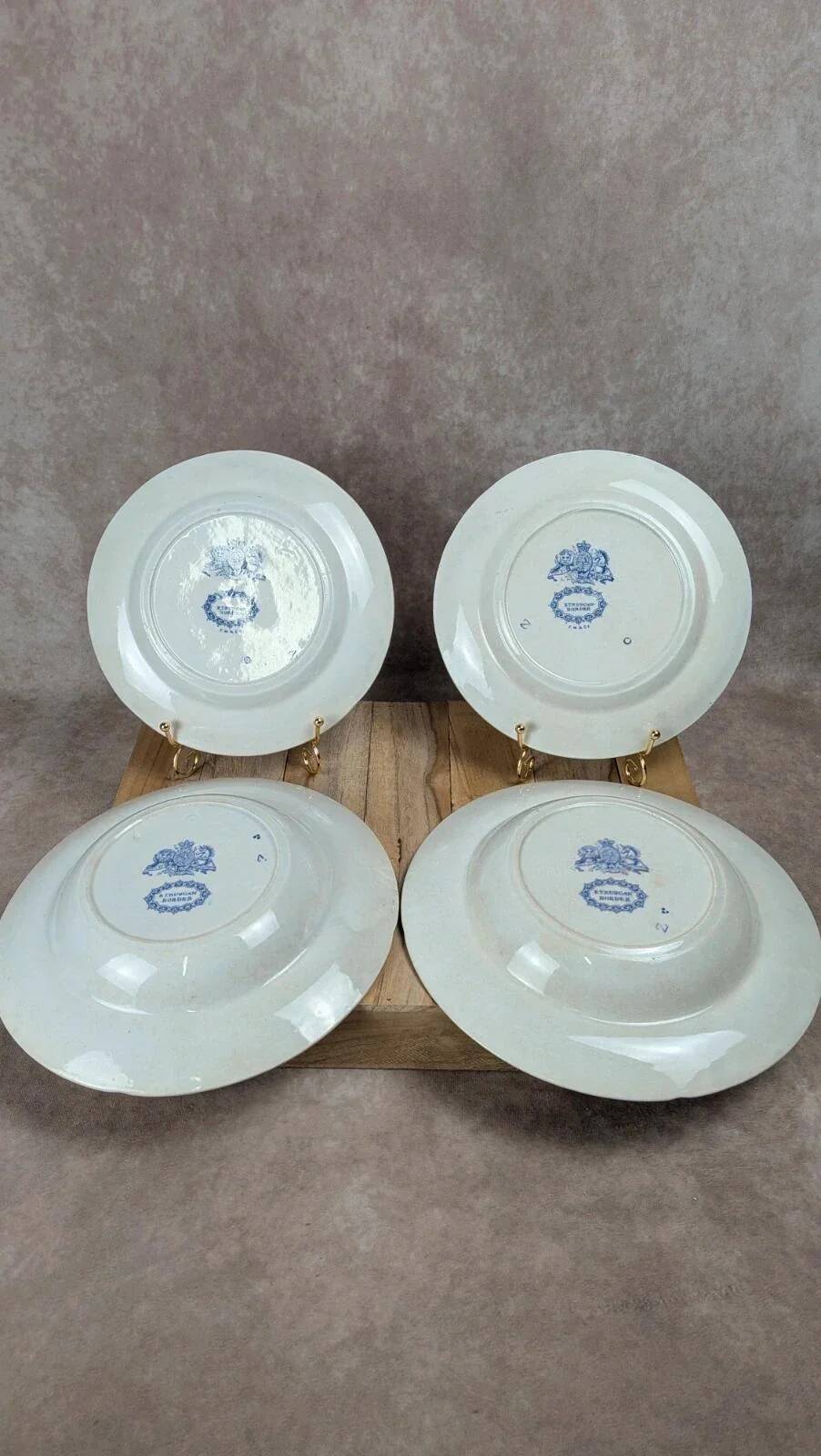 Set of 4 antique English plates – Etruscan Border model
