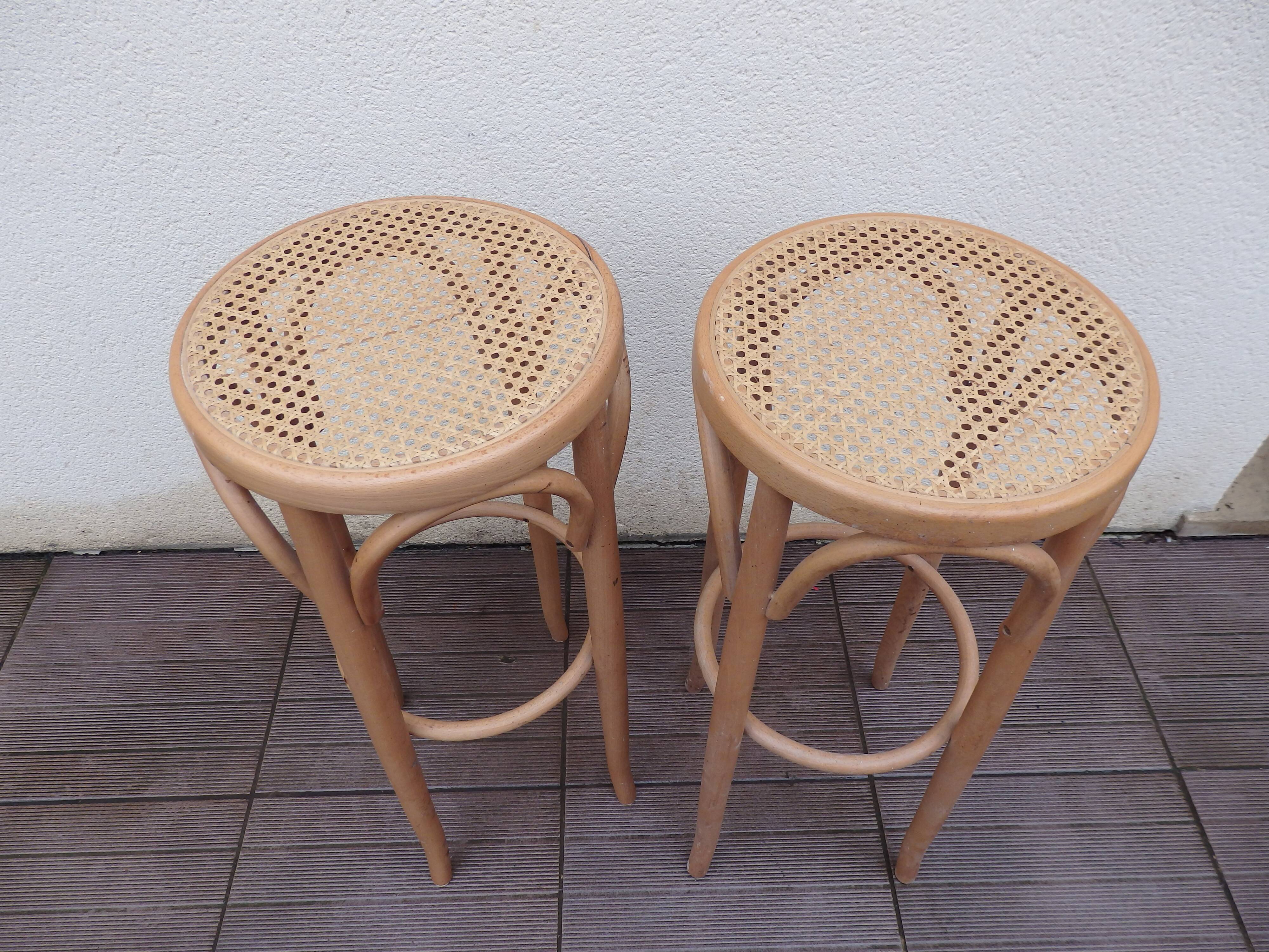 Pair of vintage canne bistro stool