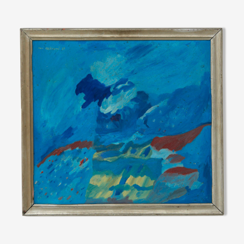 Tableau Willy Van Eeckhout 'Landschappelijk Blauw' - Belgique, 1969