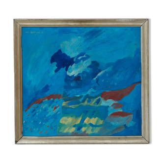 Tableau Willy Van Eeckhout 'Landschappelijk Blauw' - Belgique, 1969