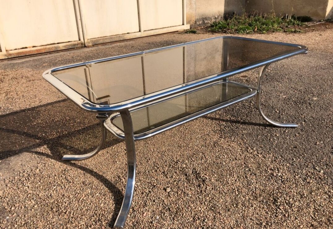Coffee table structure in chrome 1970