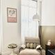 Fauteuil Marsala et son repose-pied Ligne Roset beige clair