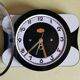 Vintage formica clock rectangular silent wall pendulum "Carrez black white"