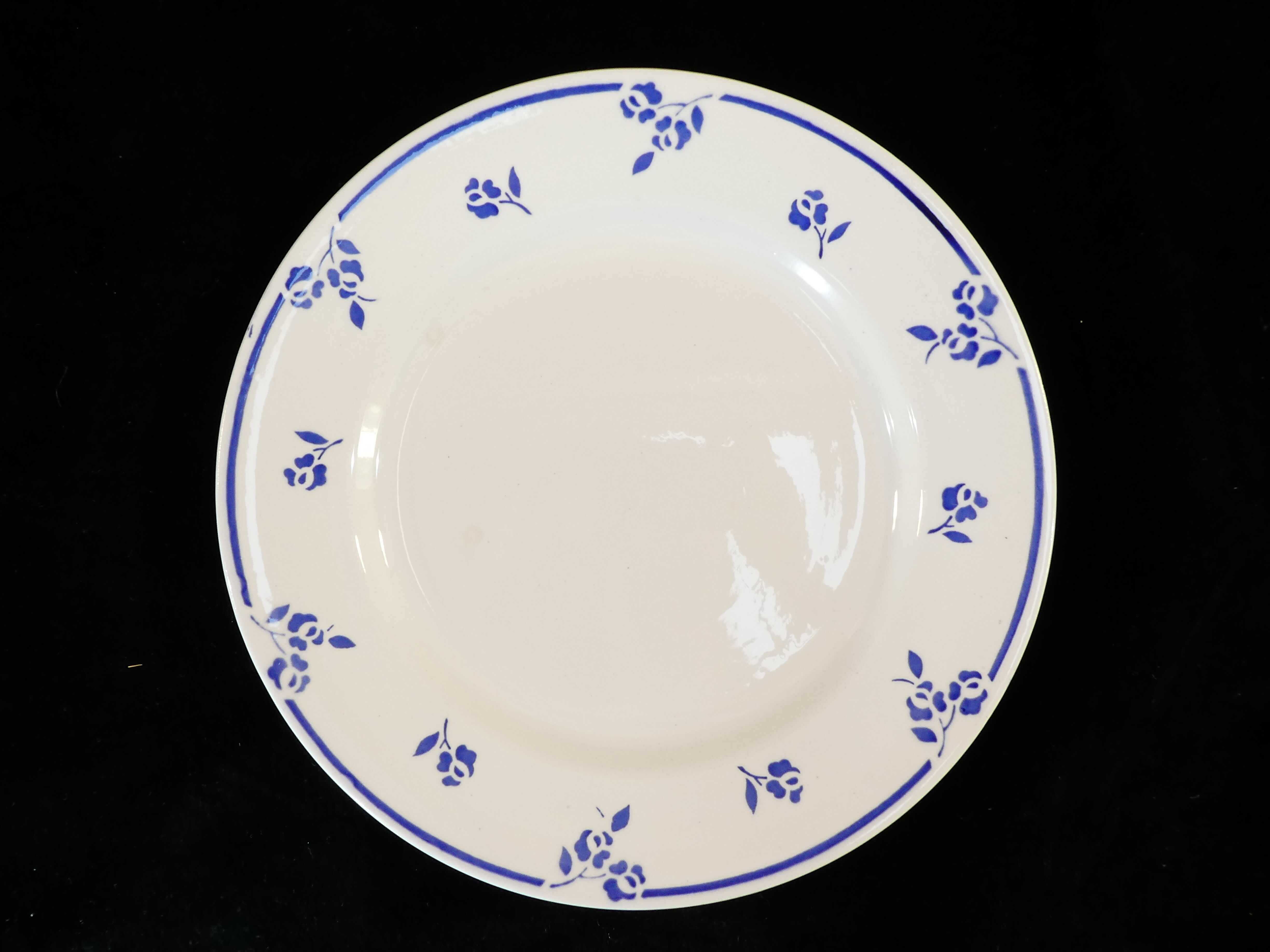 6 assiettes plates en faience de digoin sarreguemines petite fleur bleu
