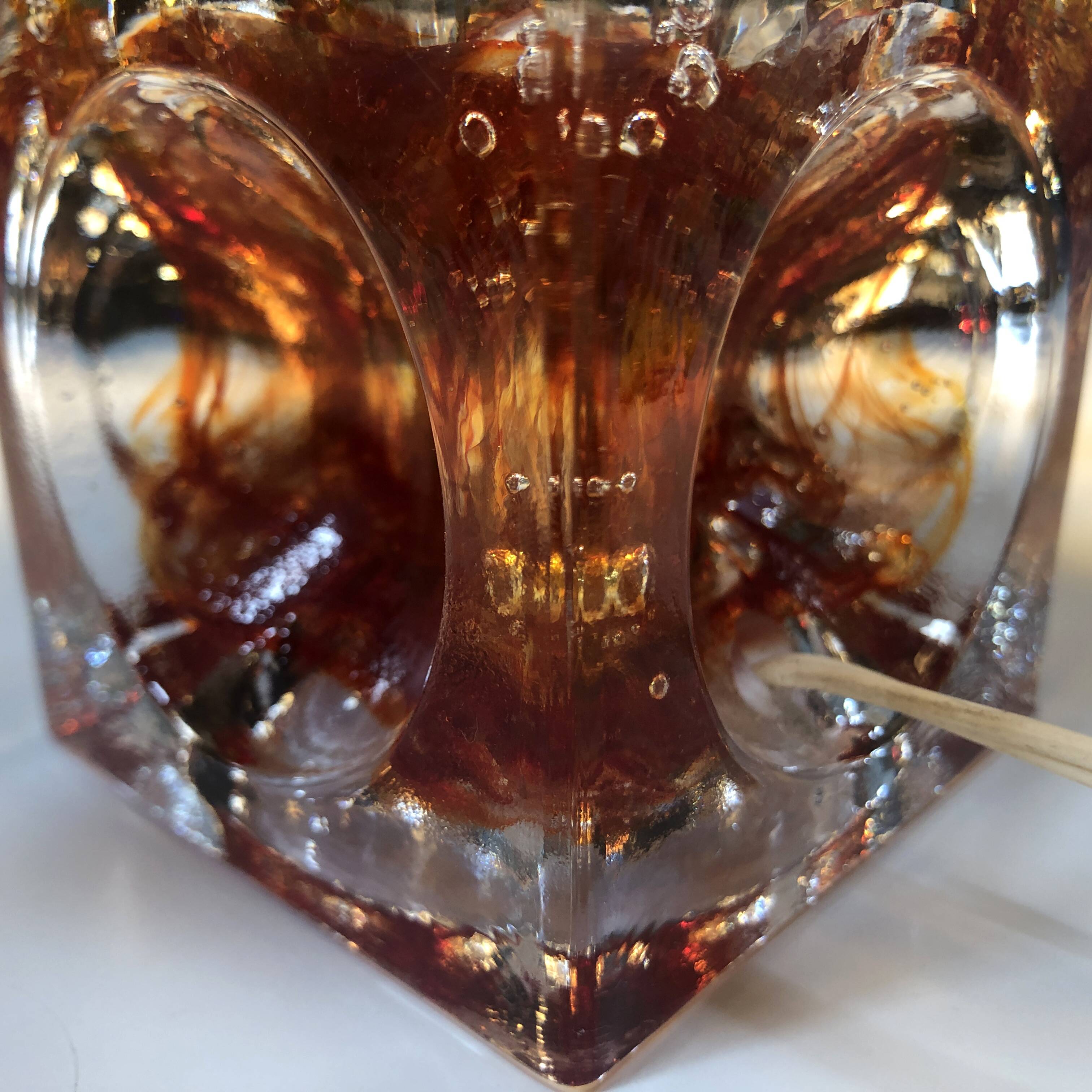 Table Lamp • Cube • Fractal Resin • Polished Steel • Chrome • 1970