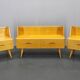 Ensemble de tables de chevet et commode avec étagère en verre des années 1960, Tchécoslovaquie
