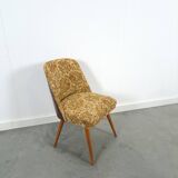 Bloemen stoel met bruin kunstleder vintage