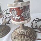 Pair of vintage brass/ceramic lamps