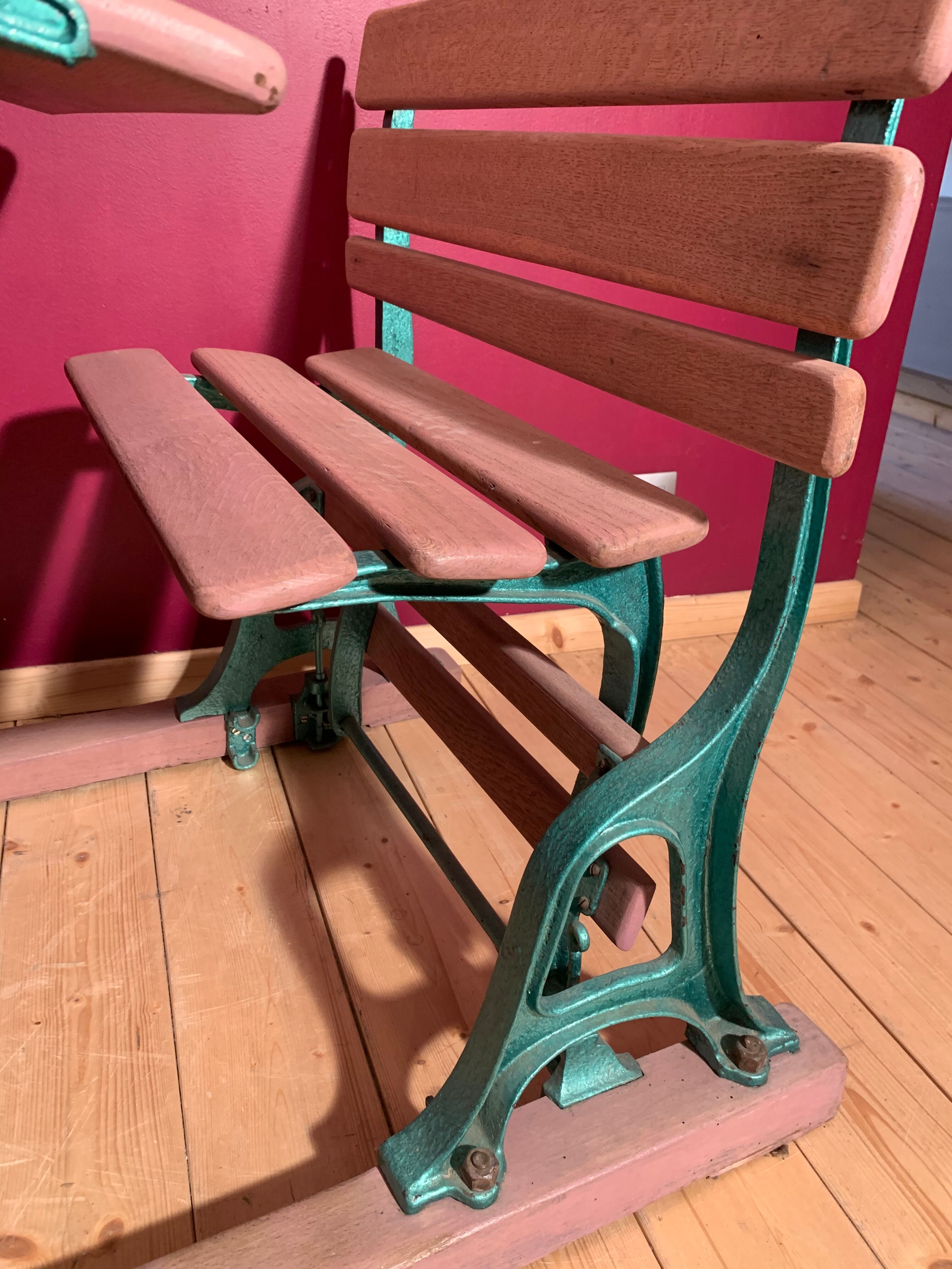 Cast iron and wood school desk