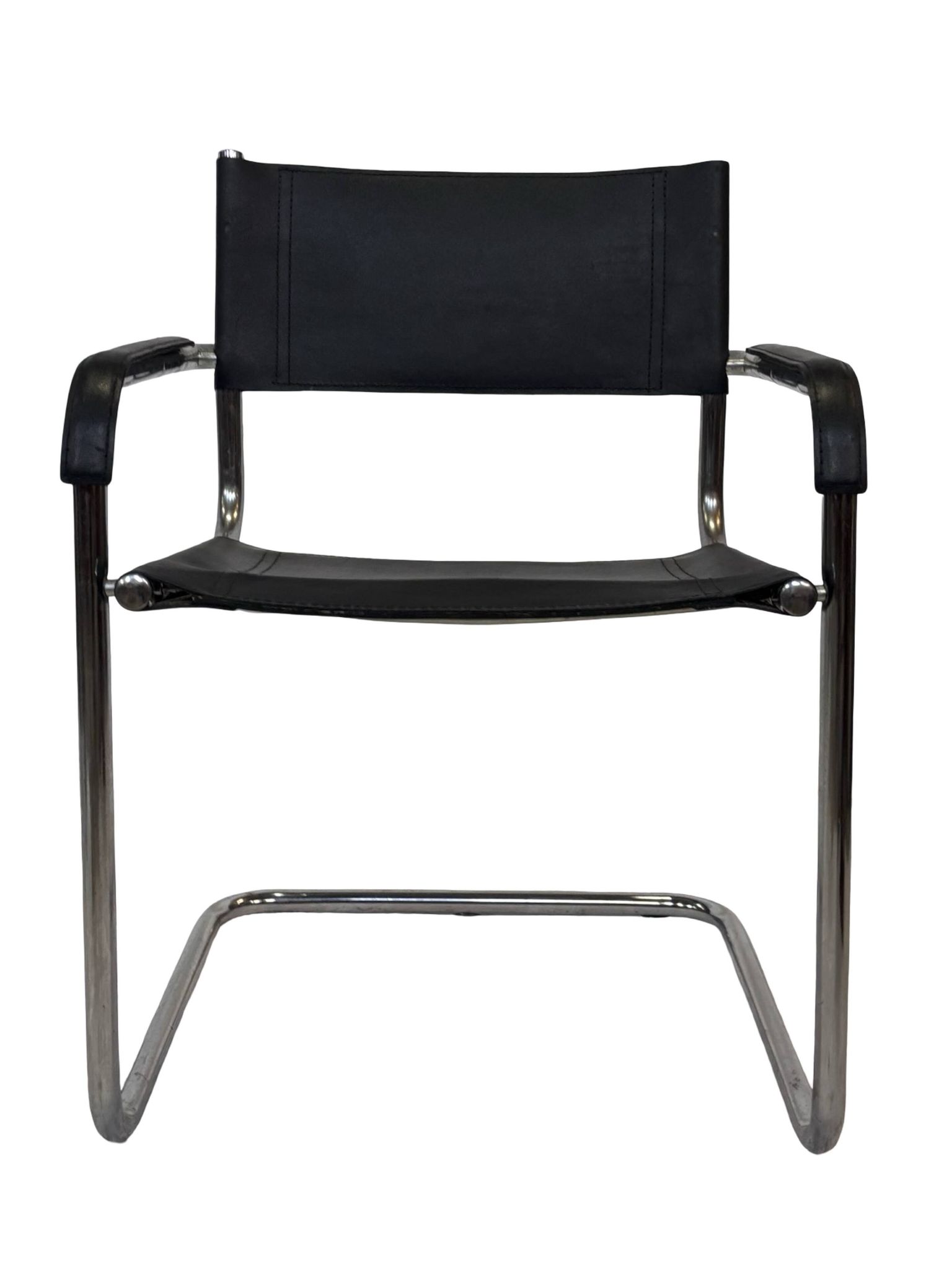 Set of 4 bauhaus cantilever chairs black leather and chrome design 80's