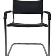 Set of 4 bauhaus cantilever chairs black leather and chrome design 80's