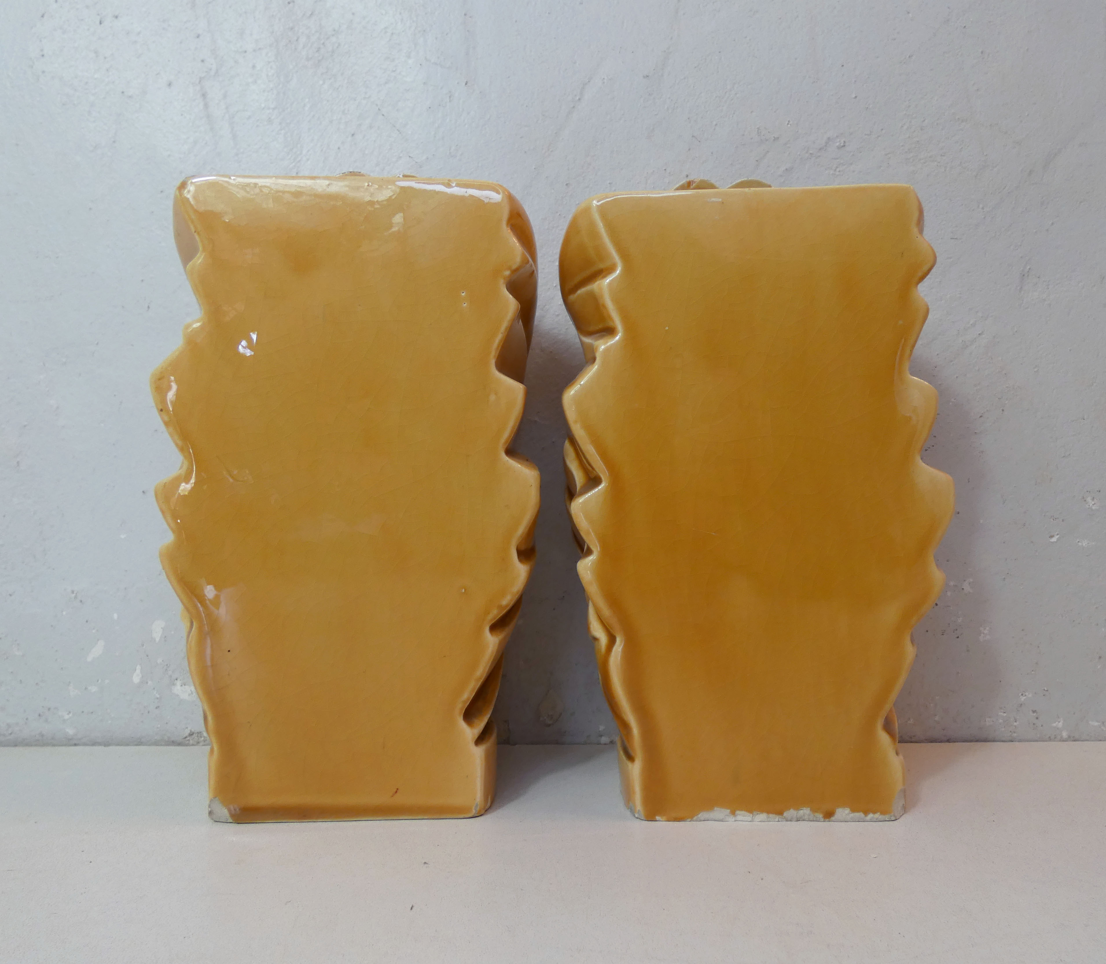pair of vases in faience Saint Clement slurry art deco