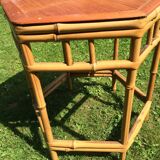 Rattan bamboo table vintage hexagonal table