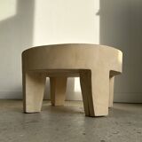 Coffee table, quadripod coffee table in solid monoxyl wood, white color D: 62.5cm