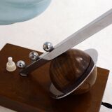 Lampe Art Déco, saturne & opaline bleue 1930'