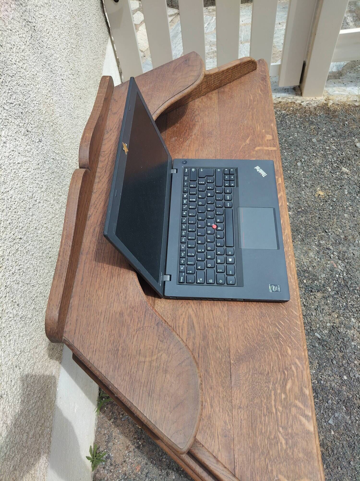 bureau d'angle Art Déco en chêne massif – 120 cm – années 1930