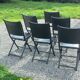 Set of 6 folding chairs, 70s design, 3 leather, 3 moleskin