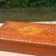 Bulgarian wooden cigarette box, pyrographed and hand-painted.