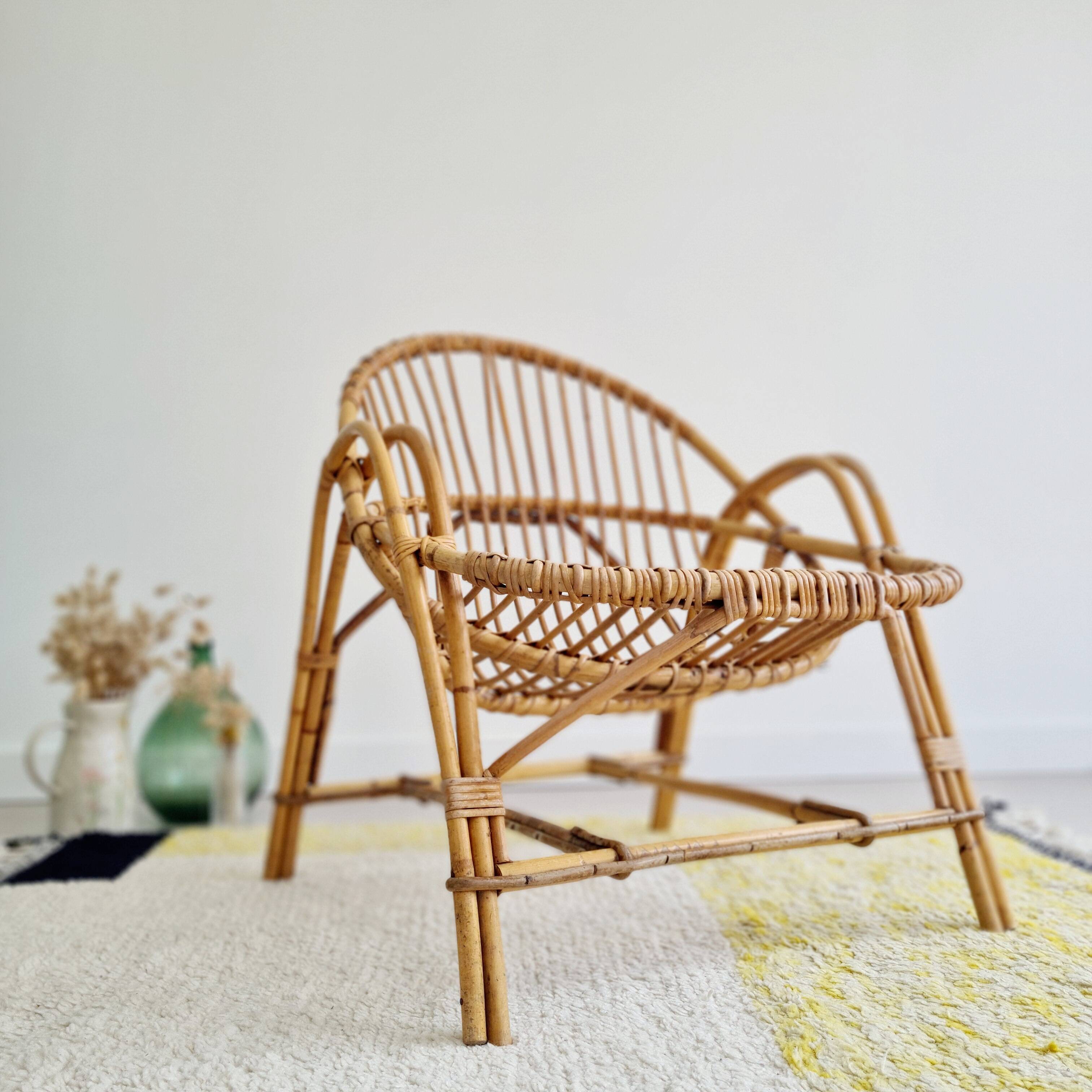 Rattan basket armchair, 1960s