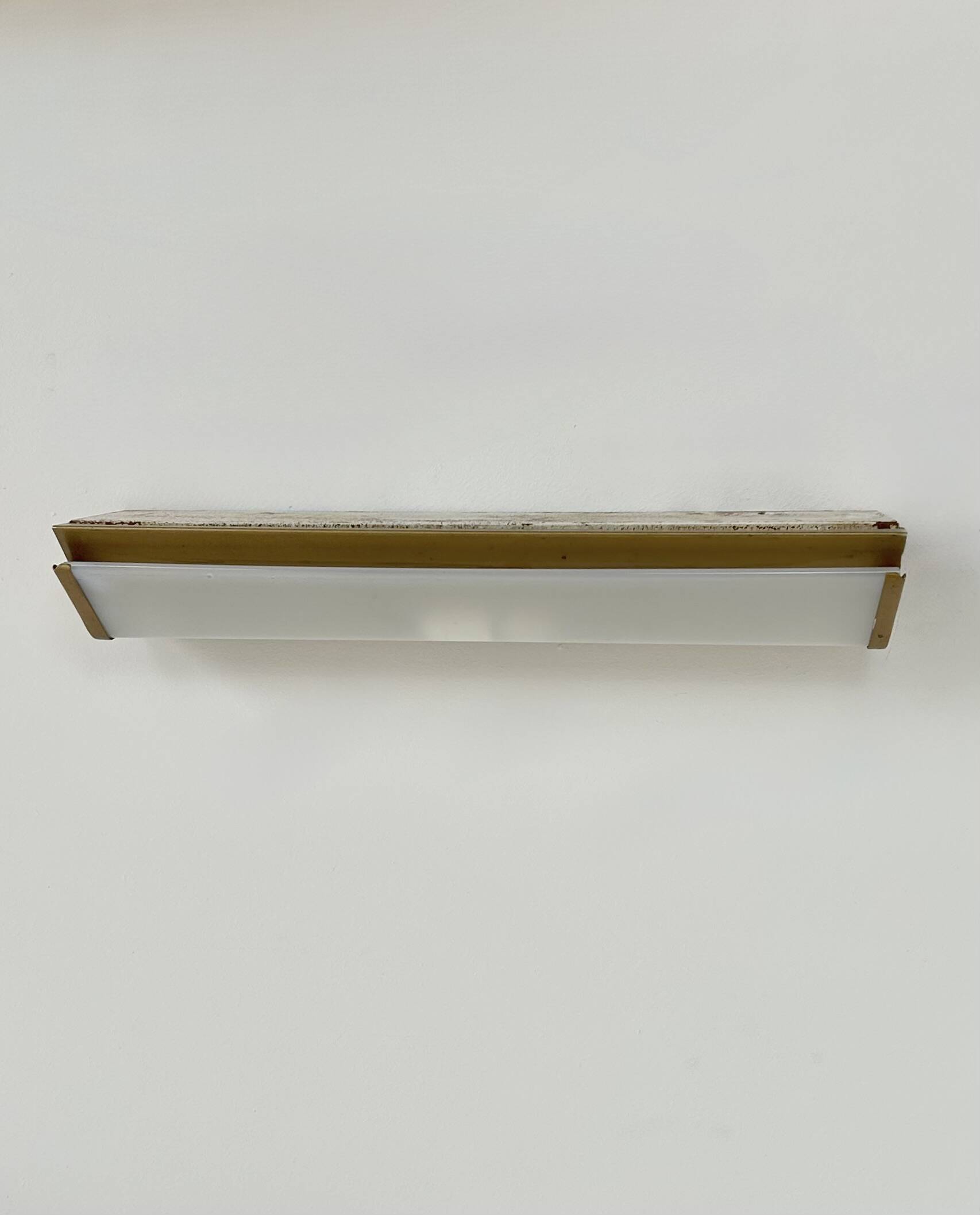 Vintage XL wall light, matte gold metal and perspex, France, 1960.