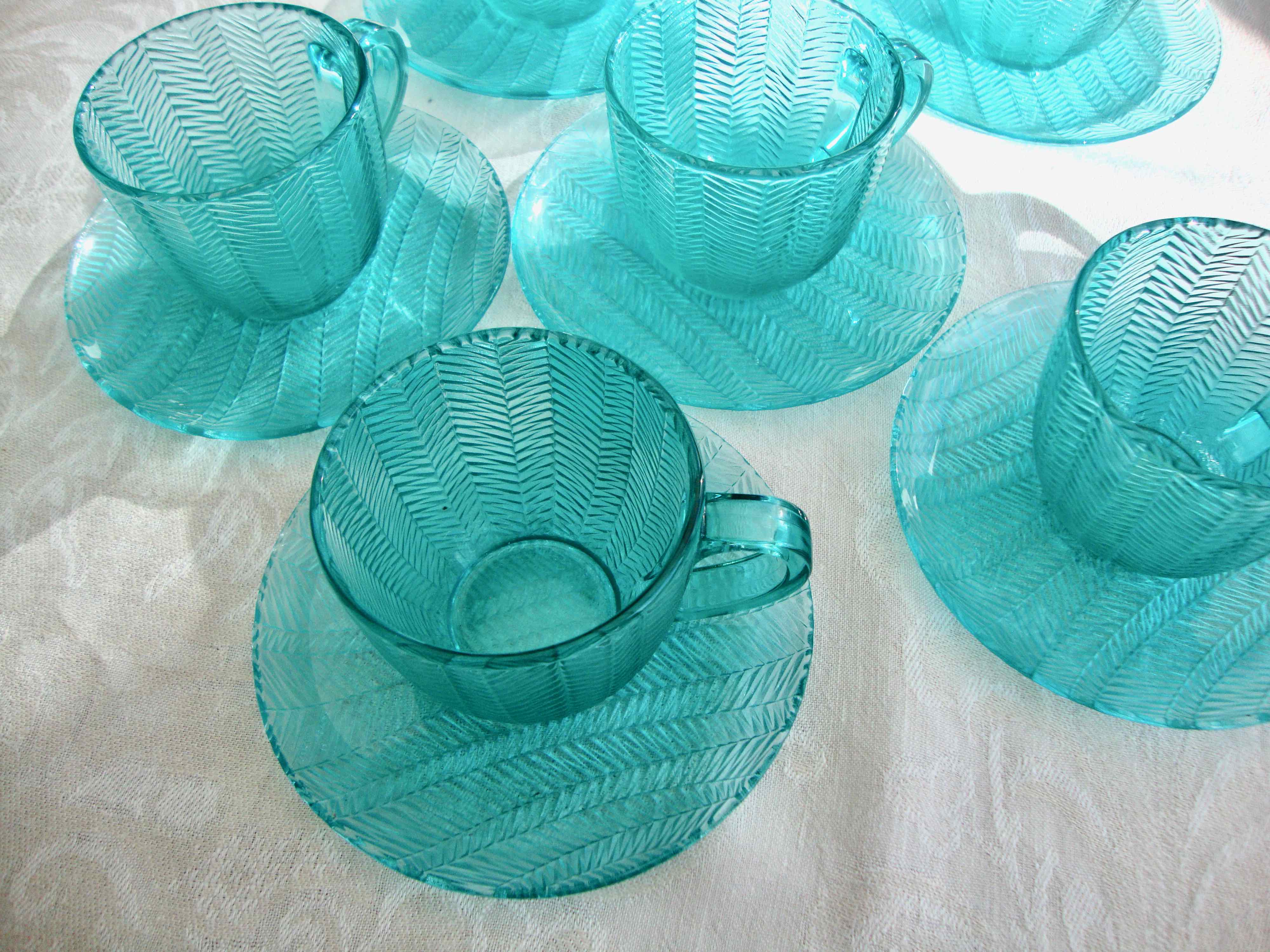 Mint green tea or coffee cups