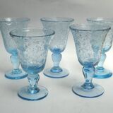 5 glasses with blue Biot stemmed