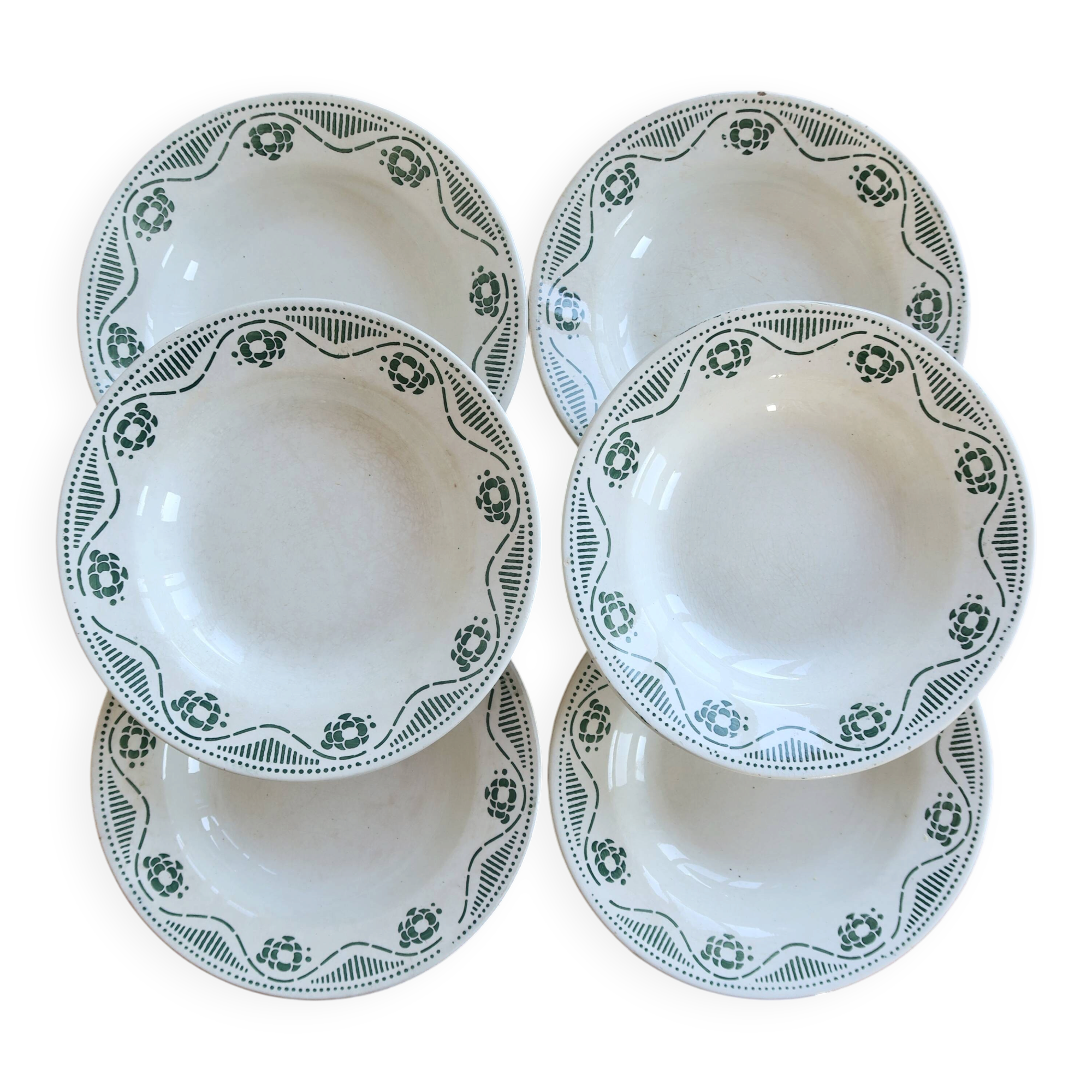 6 deep plates ironstone Nouvelles Galeries Ennegé Paris - Model R
