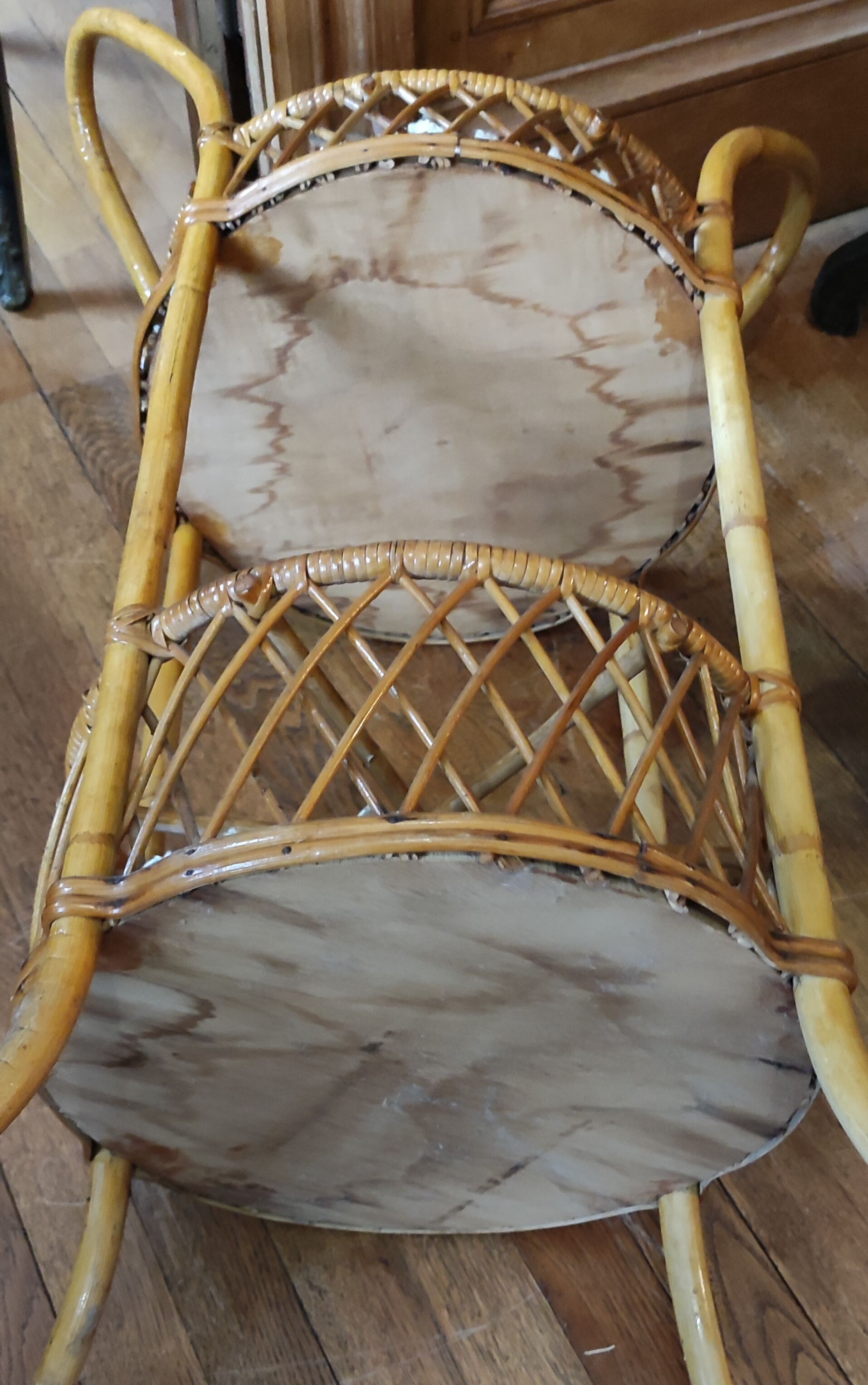Rattan serving table